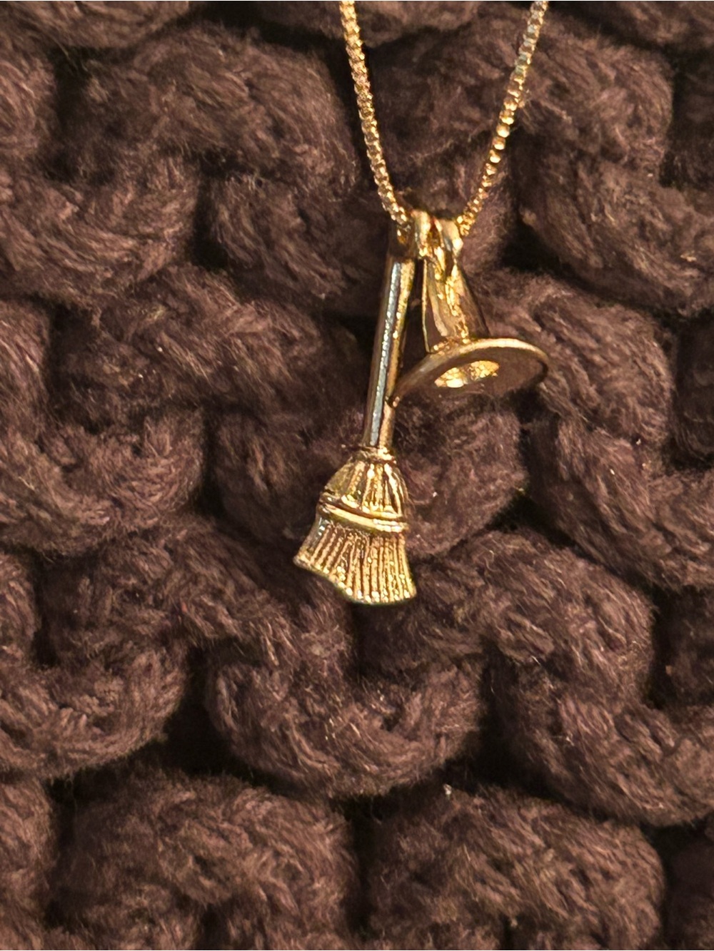 Gold Witch Charm Pendant Necklace for Women - Classic Gold Tone